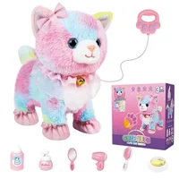 Touch&Voice Controlled Remote Lifelike Walking Cat Toy with Leash,Can Walk, Meow, and Wags Tail, Best Gift for Girls Ages 3+ 1