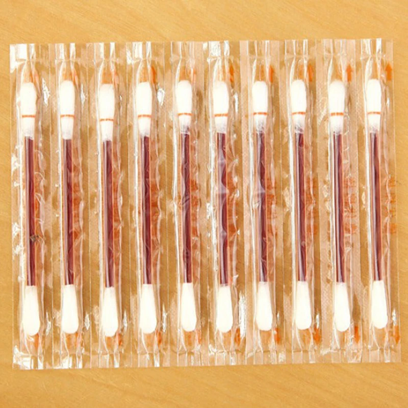 50/10PCS Multifunction Disinfected Stick Make Up Wood Iodine Disposable Medical Double Cotton Swab Makeup Portable Bar 2