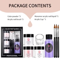 8Pcs/set Professional Acrylic Powder Set 10g*3jar Crystal Powder+40ml Crystal Liquid With3Pcs Nail Brush Acrylic Powder Nail Kit 1