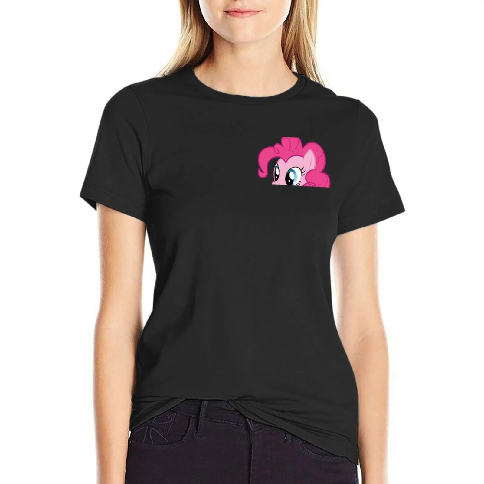 

Pinkie Pie Peeker T-shirt Female clothing funny graphics Summer Women's clothing