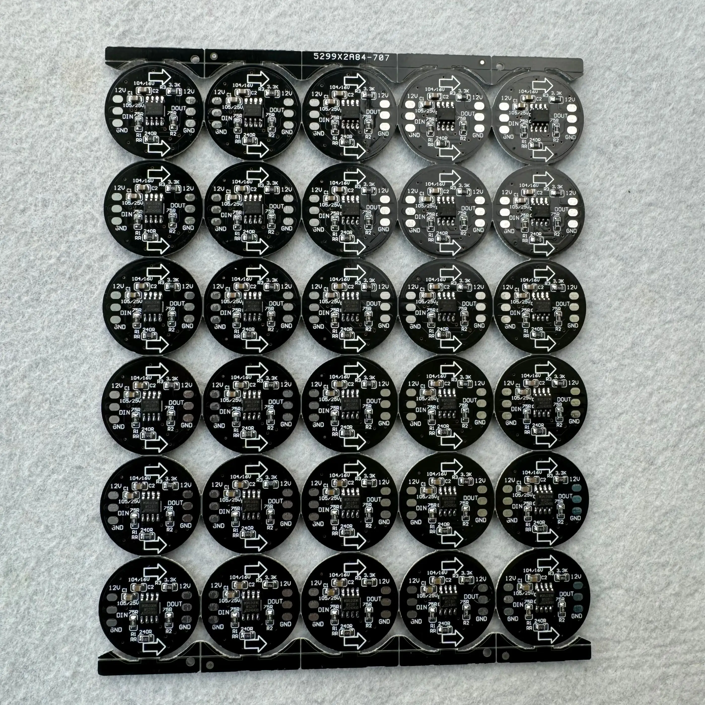 26mm Diameter WS2811 IC RGB Pixel PCBA Black Color 3pcs 5050 SMD RGB 0.72W/Pixel DC12V,No Wire only Board