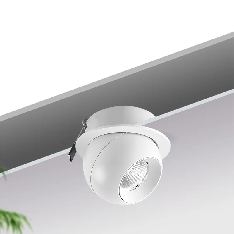 Recessed Circular Anti-glare COB spotlights Dimmable 7W 12W 15W 360&deg; White Black aluminum Rotation AC85-265V Interior lighting