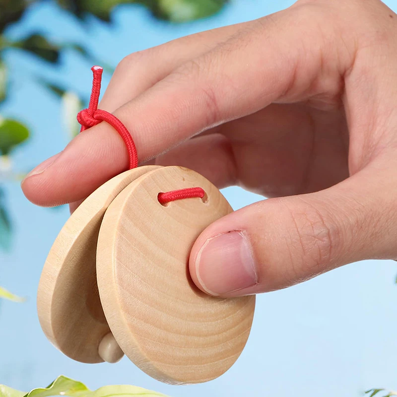 1pc Castanets Orff Percussion Instrument Wooden Color Baby Puzzle Music Toys Castanets music toys Music Perception Children Entertainment Toy TMZ