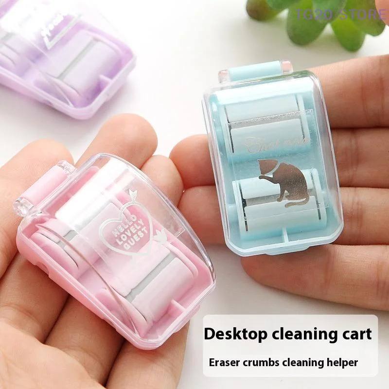 1 pz gomma mini portatile da tavolo gomma briciole collezionisti manuale spazzatrice da tavolo aspirapolvere studenti Gif - immagine 3