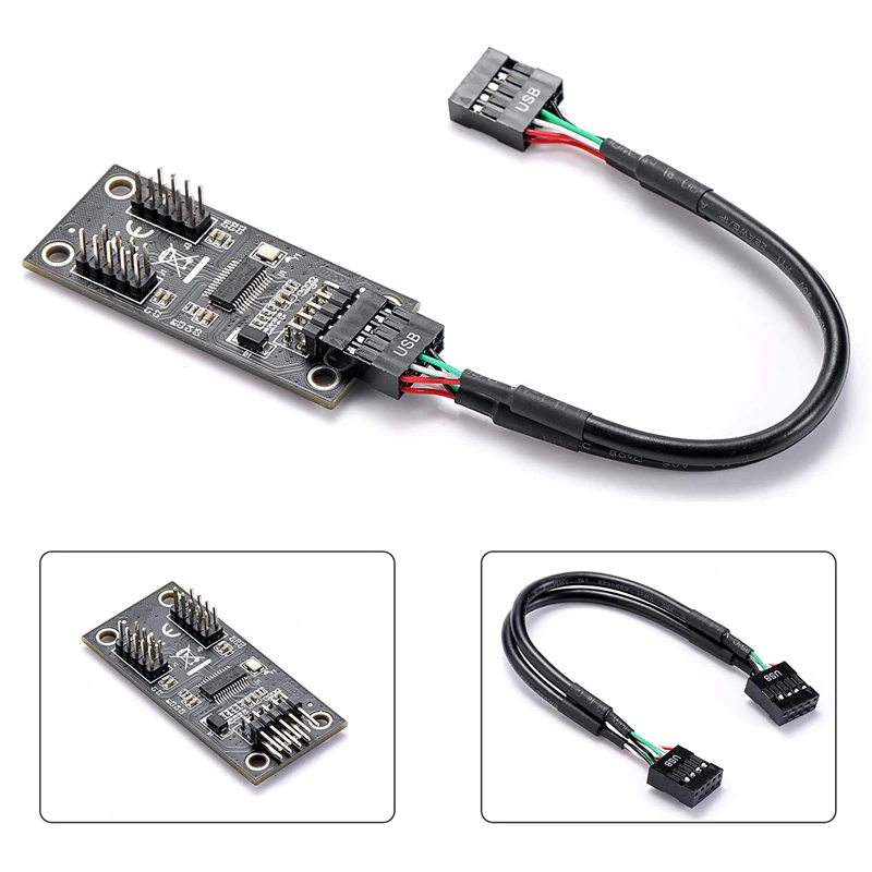 USB2.0 9Pin to Dual 9Pin Hub Adapter - Riser Motherboard USB 9Pin Header Connector with 1 to 2 Extension Cable Description Image.This Product Can Be Found With The Tag Names Motherboard usb 20 header splitter, Motherboard usb cable splitter, Usb motherboard 9pin extension