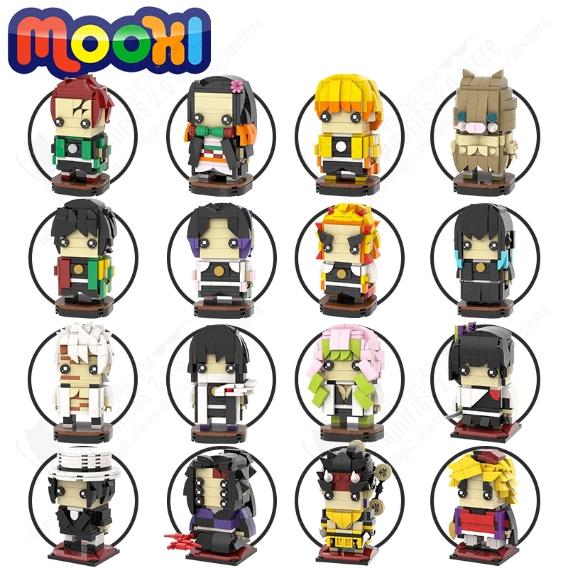 MOOXI Anime Characters Brickheaded Model MOC Bricks DIY Assembled ...