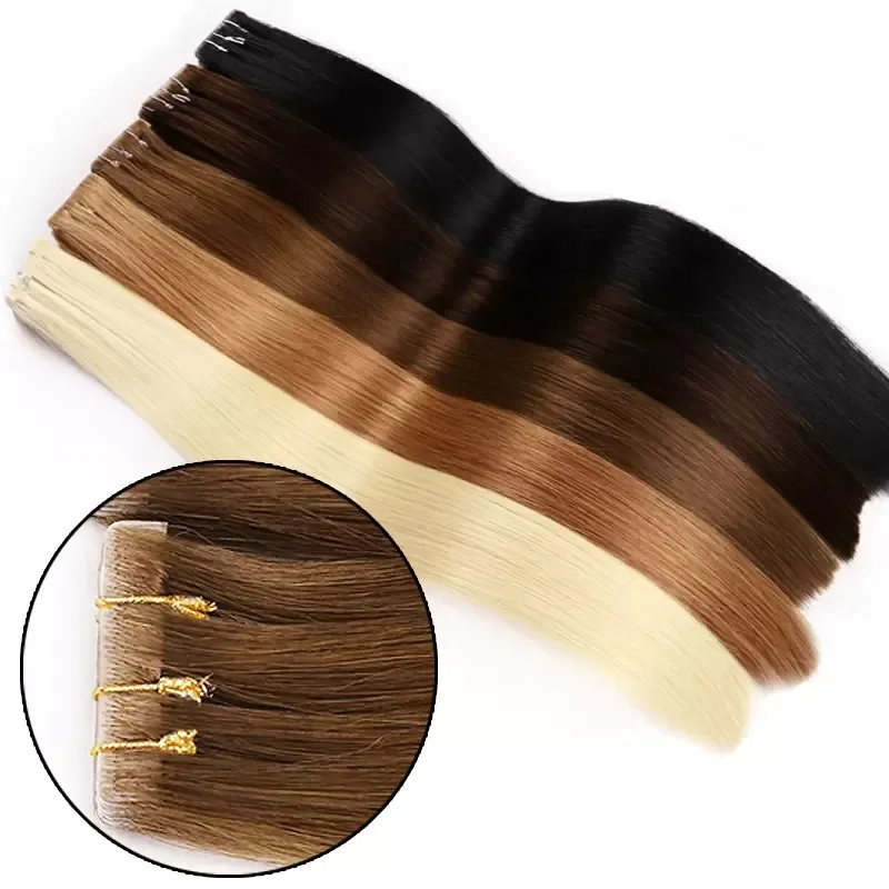 20Pcs Injection Skin Hair Extensions Tape In Human Hair Pieces Pre Bonded Capsules Microlink Capsules Natural Straight