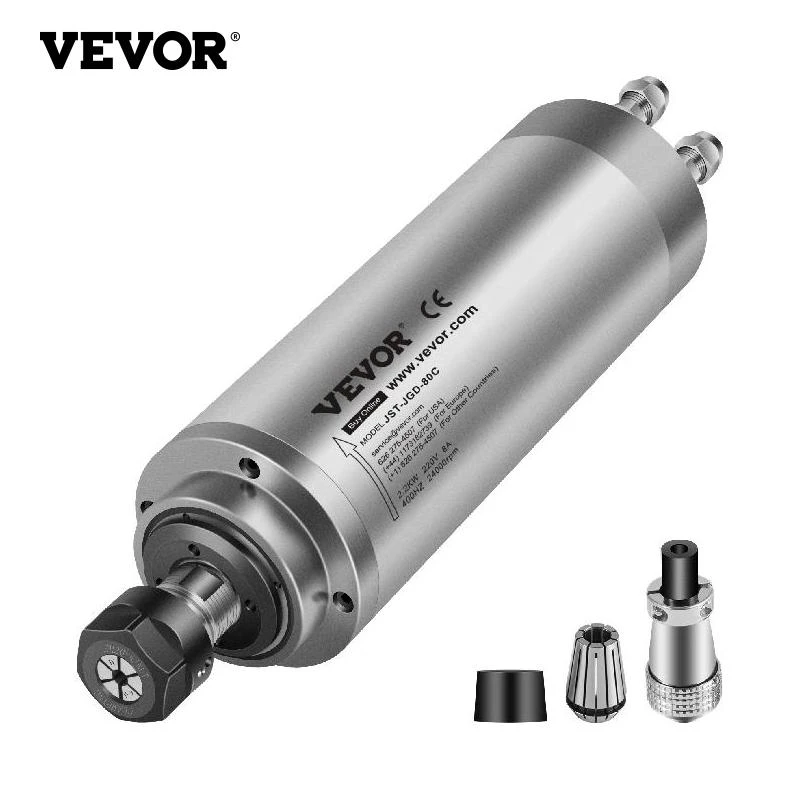 VEVOR 2.2KW 3KW Water Cooled Spindle Motor High Speed ER20 Collet Match with CNC Engraving Milling Machine & Frequency Converter bit holder