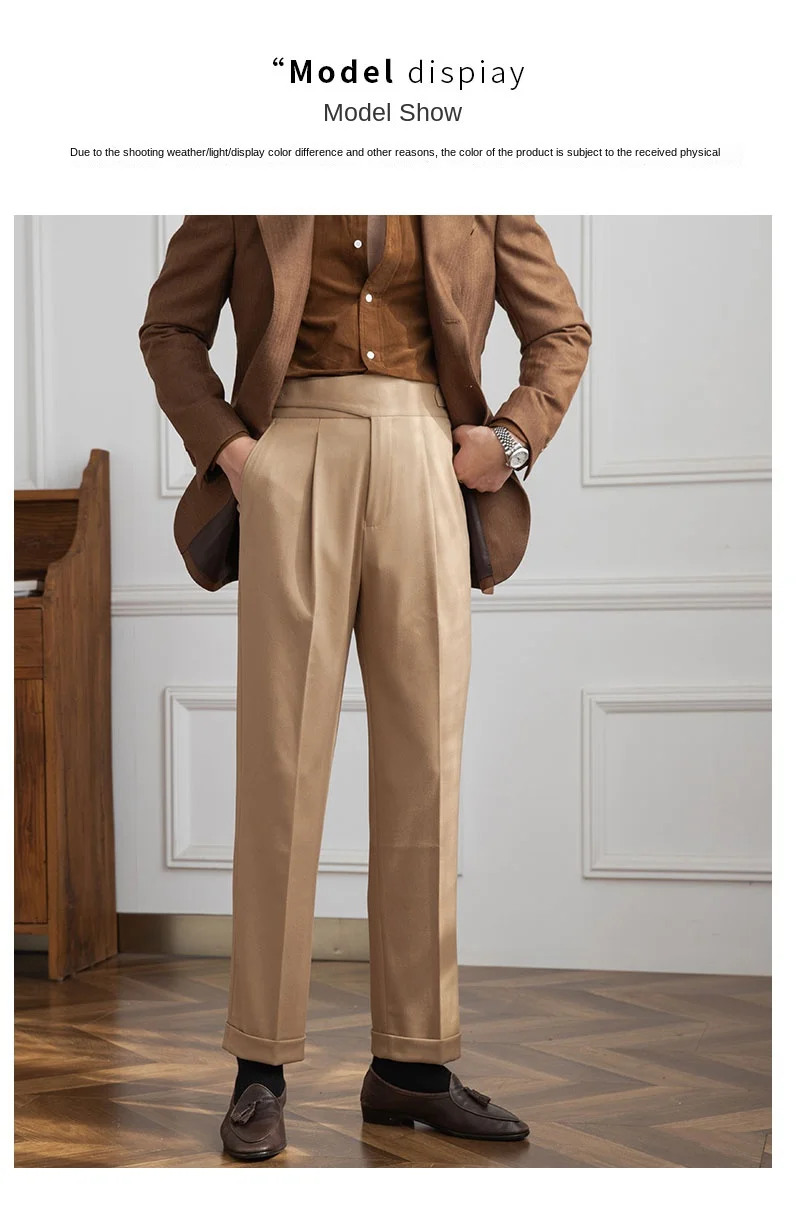 Herr. Deer Three Neue Herbst Italienische Retro Neapel Hohe Taille Gerade Hosen Modische Casual Hosen für Männer – Detail 15
