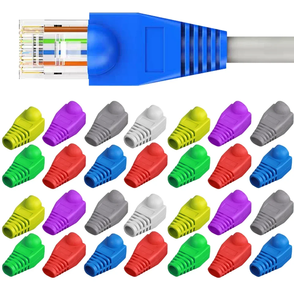 50 Connettori RJ45 | Coperture Antistrappo Per Cavi Ethernet | Compatibili Con CAT5, CAT6 | 10 Colori - Foto 9