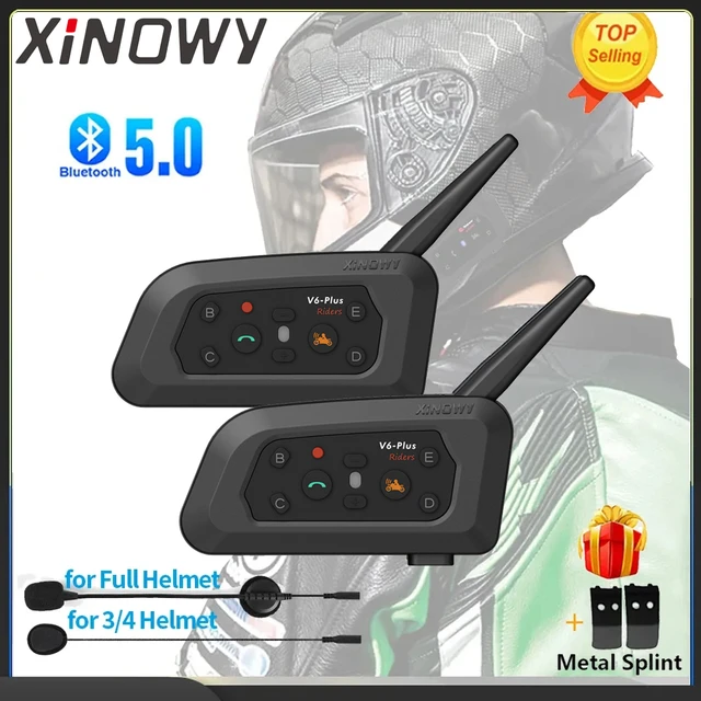 Vnetphone-intercomunicador V6 para casco de motocicleta, interfono  inalámbrico con Bluetooth, impermeable, MP3, 1200M, 6 conductores -  AliExpress