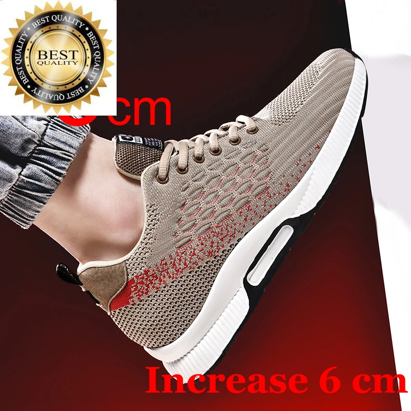 

Shoes Men Elevator Heightening Hidden Heels Mesh Breathable Casual Sneakers 6CM Height Increasing Man