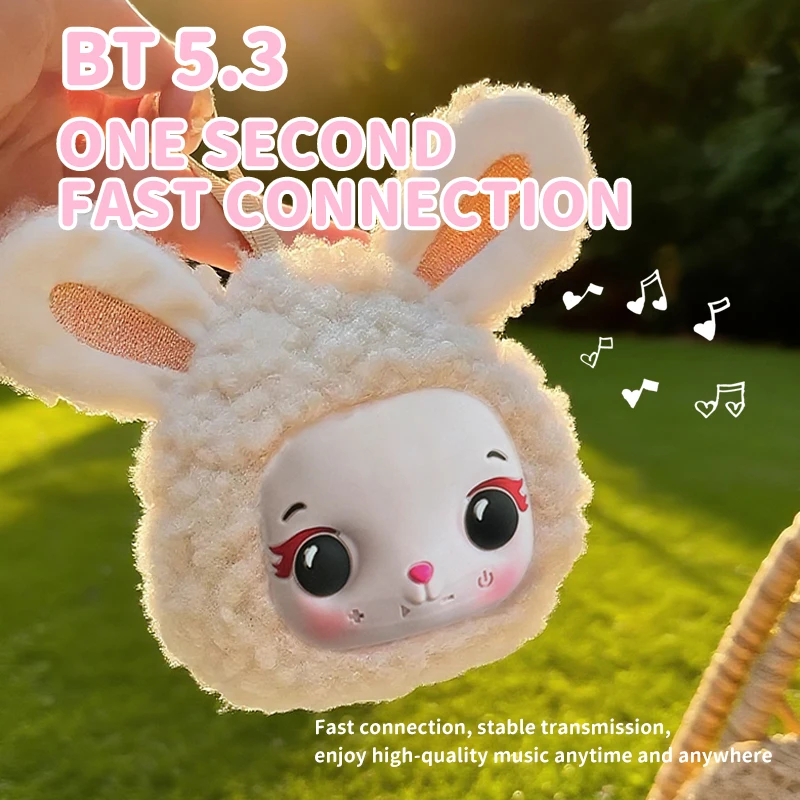 Plush Rabbit Bluetooth5.3 Speaker Mini Portable Stereo Sound Bluetooth Audio Player Cute MP3 Music with TF Slot Birthday Gifts
