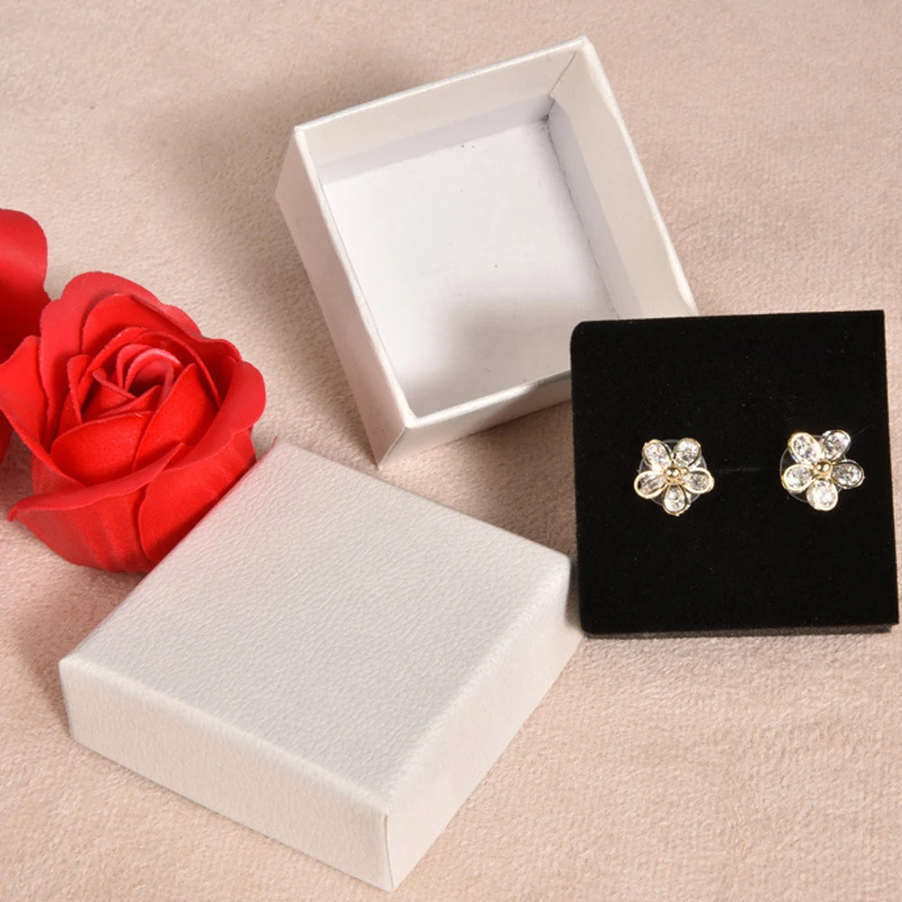 12Pcs Jewelry Cardboard Gift Box Square Rectangle Ring Necklace Bracelets Earring Storeage Packaging Carton Box DIY Accessories