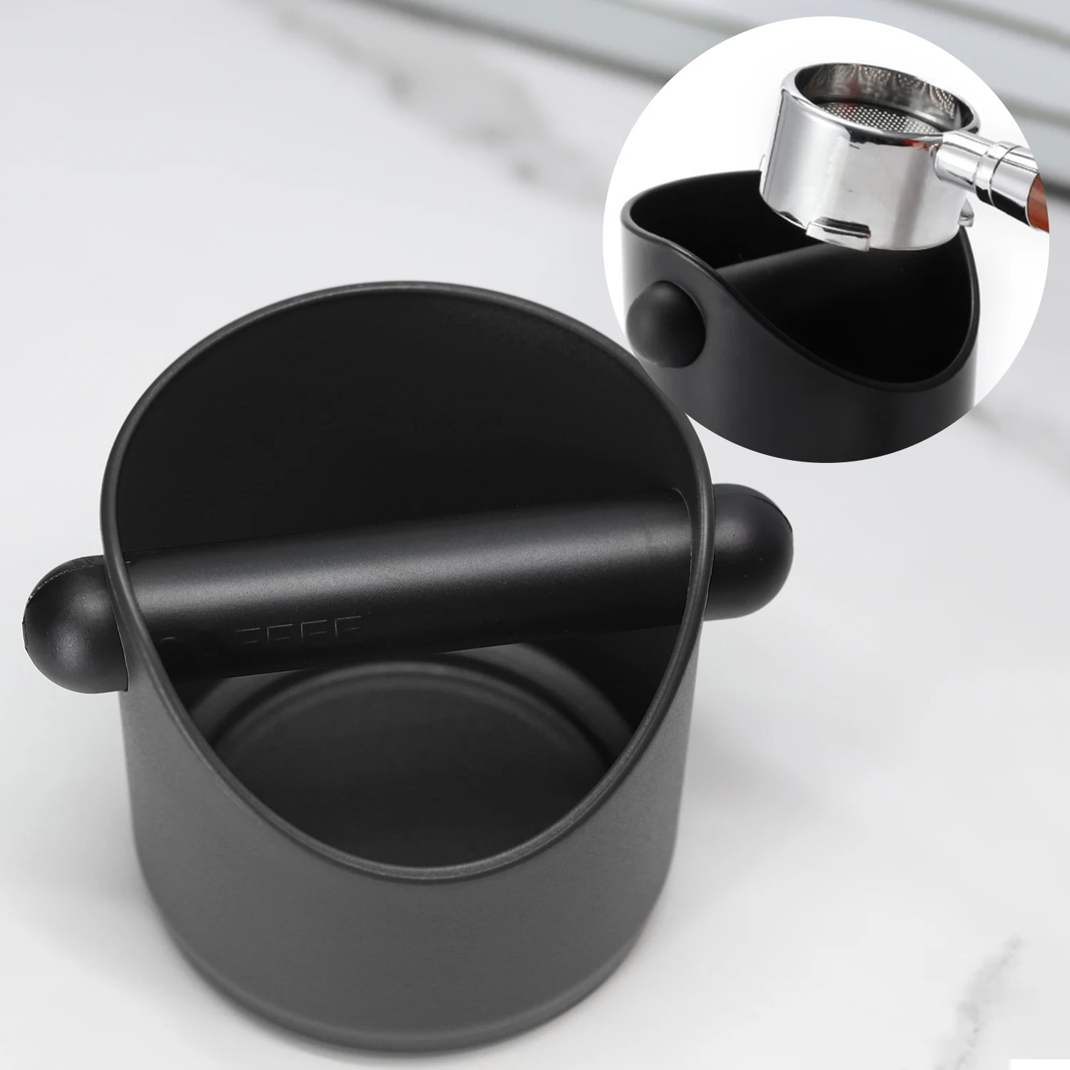 1 Pcs Koffie Knock Box, Espresso Koffiedik Knock Box met Verwijderbare Klopstang, Dikke Container voor Barista Koffiemachine Accessoires (Zwart 1 Pcs Koffie Knock Box, Espresso Koffiedik Knock Box met Verwijderbare Klopstang, Dikke Container voor Barista Koffiemachine Accessoires (Zwart