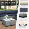 7-piece Outdoor PE Wicker Furniture Set, Courtyard Gray Rattan Segmented Sofa with Washable Deep Blue Cushion 3