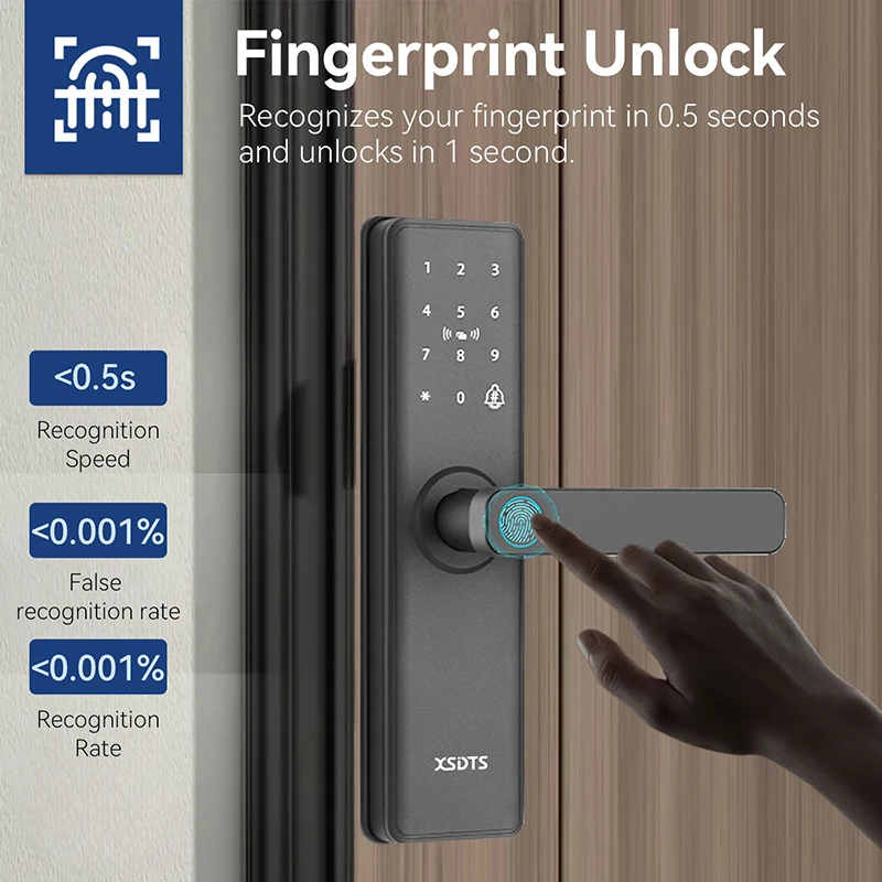 New Smart Door Lock With Tuya APP Digital Electronic Lock Smart Home Wooden Door Lock Biometric Fingerprint - Image 3