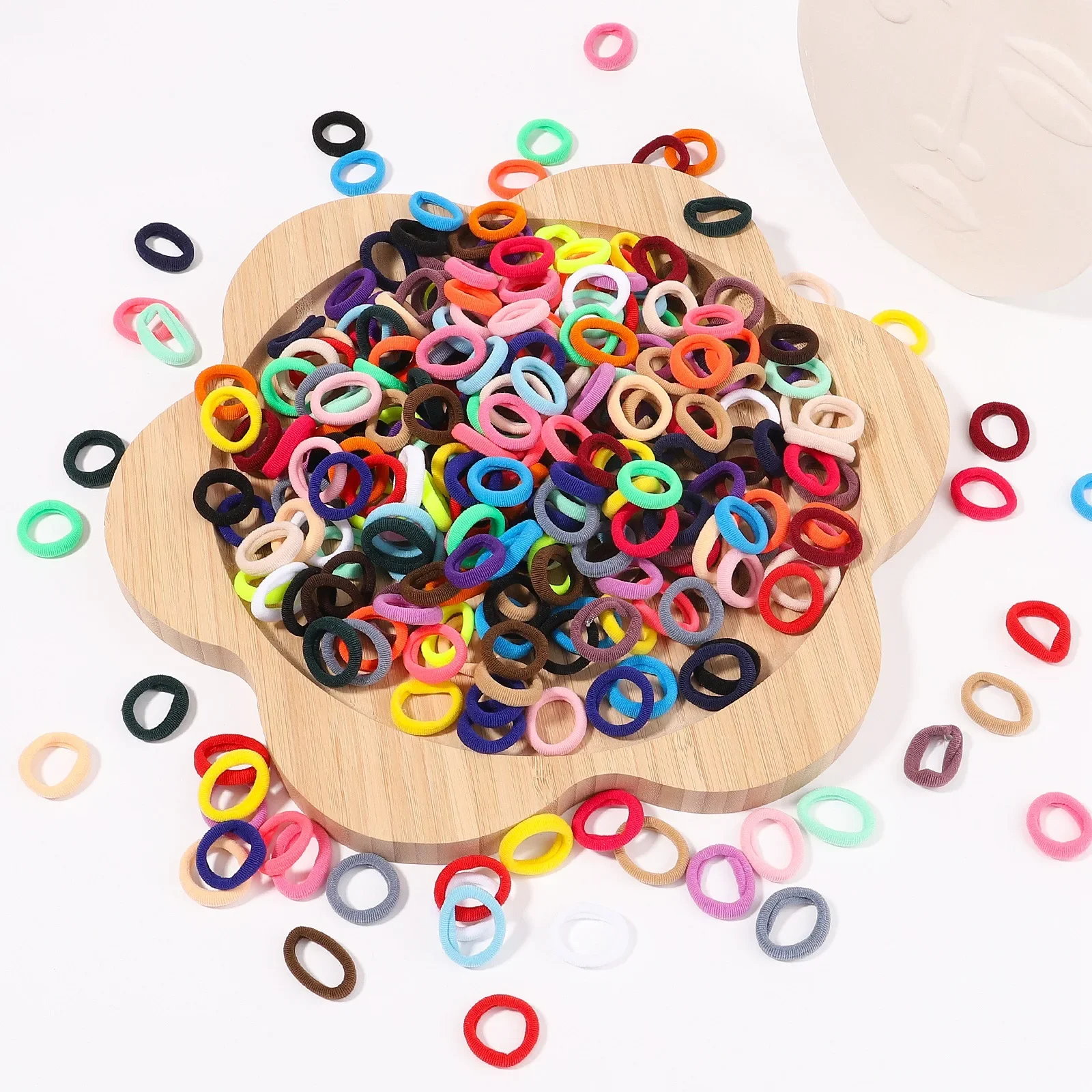 100Pcs Kids Candy Color Hair Scrunchies Elastic Rubber Bands Hair Ties Clamps Headband Accessories for Girls Babies