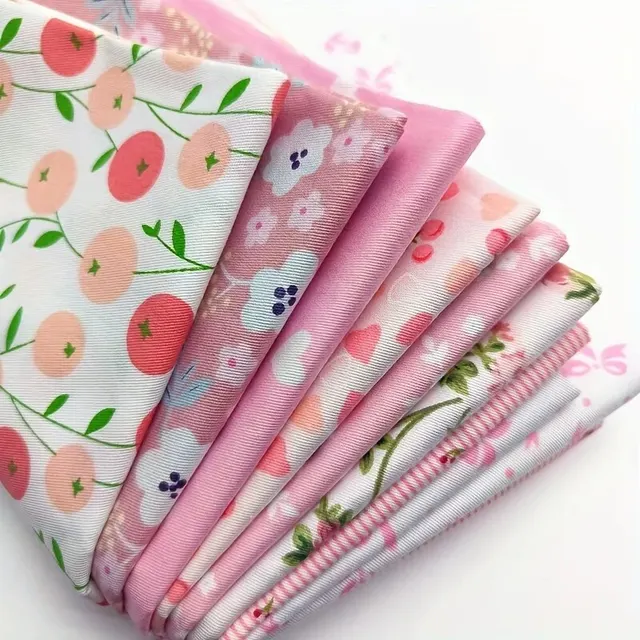 (25 cm * 20 cm) 8 pièces de tissu en coton floral rose ; Tissu prédécoupé ; Fournitures de couture pour la couture patchwork et l'artisanat de vêtements de bricolage 3