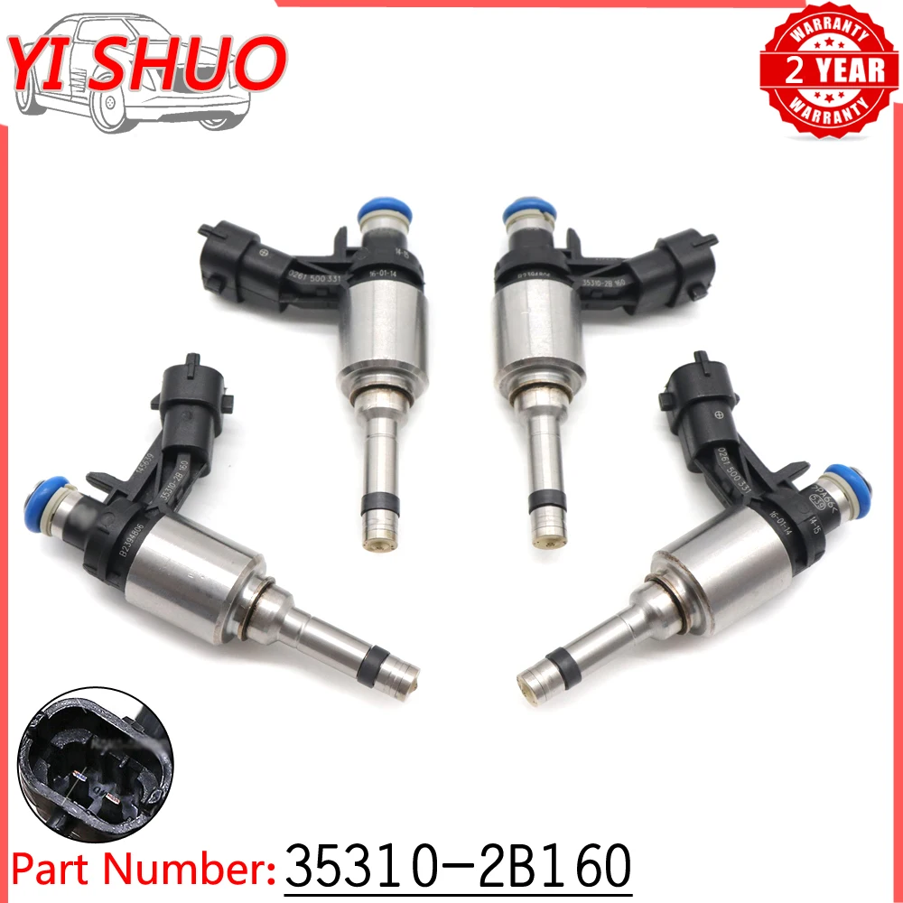 

35310-2B160 4pcs Car Fuel Injectors Nozzle for Hyundai Tucson Veloster 1.6L L4 Turbo 2016 2017 2018 353102B160 35310 2B160