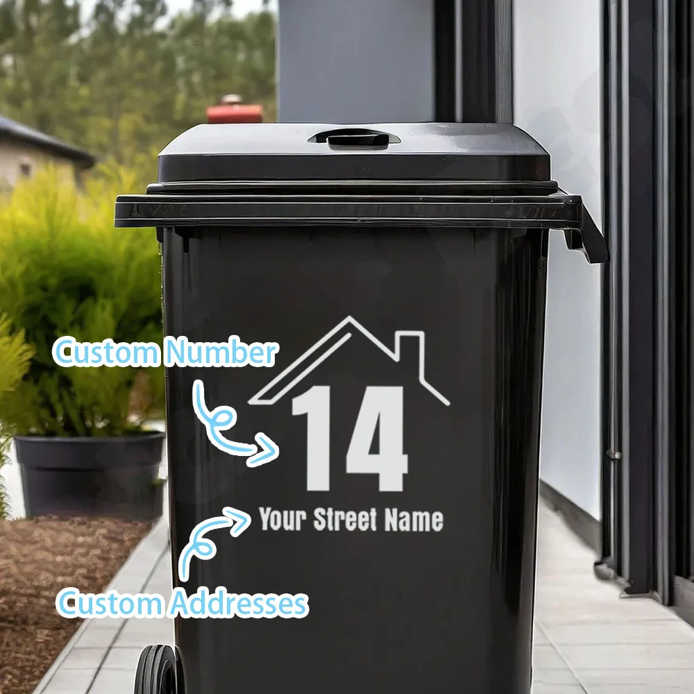 1pc Vinyl Minimalist Style Can Be Customised with Weatherproof Base Wheeled Bin Number and Bin Sticker with House Number and Str 4