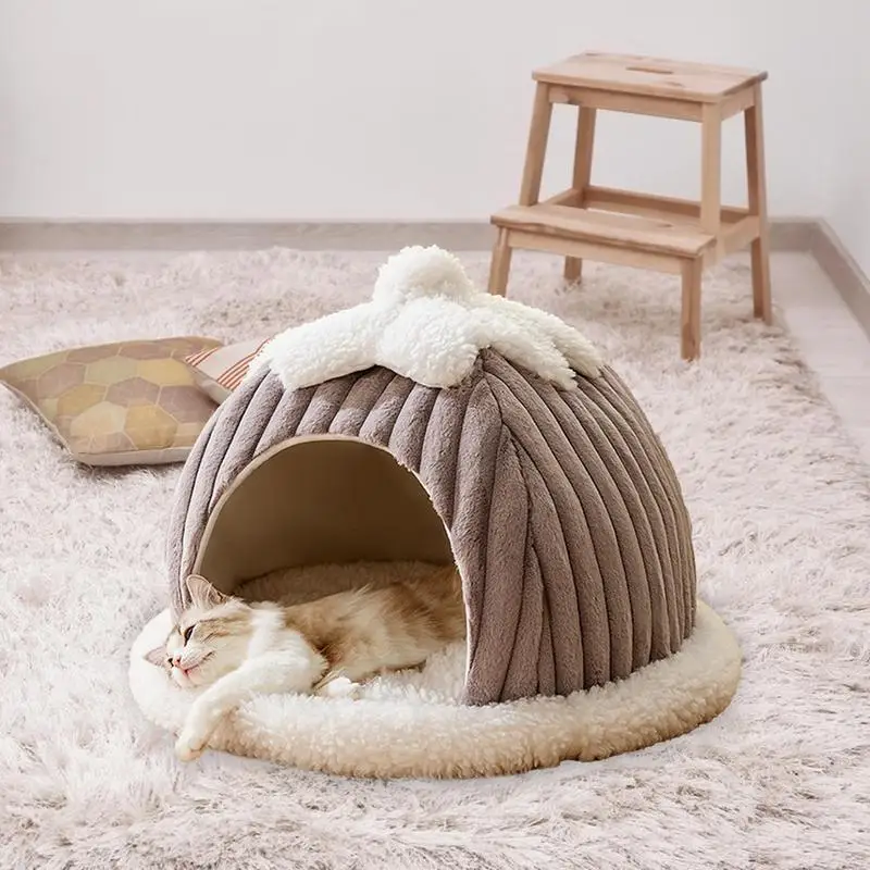 

Cat Bed Cave Deep Sleep Comfort In Winter Cat Bed Tent Cozy Cave Nest Cat Basket for Small Dog Puppy House With Mat Pet Supplies