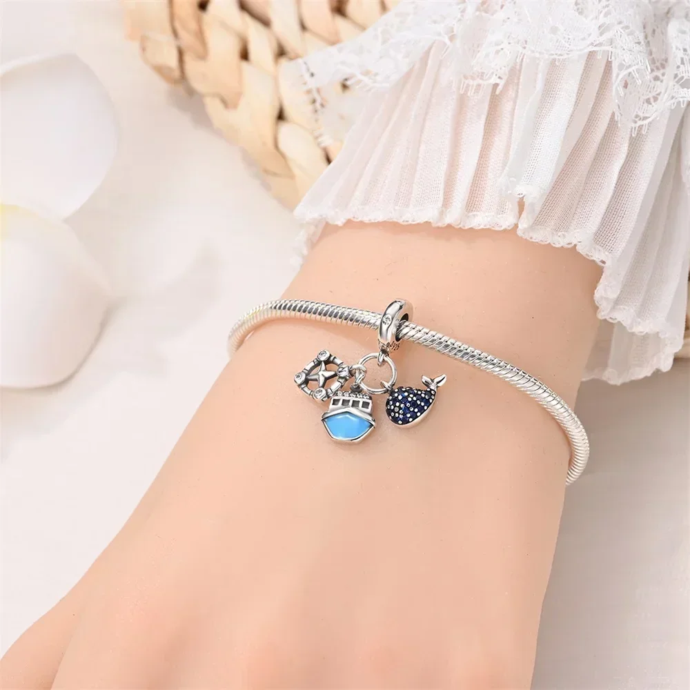 Ocean Blue Silver Charm 6