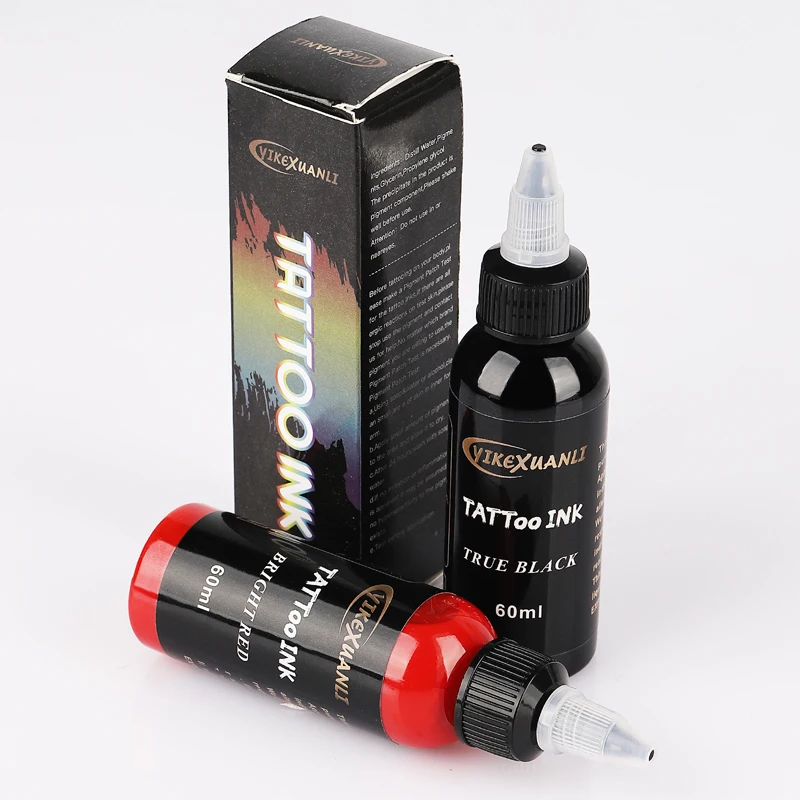 60ml red/black Tattoo Ink Pigment with box Body Art Tattoo Kits Professional Beauty Paints Makeup Tattoo Supplies Semi-permanent 5
