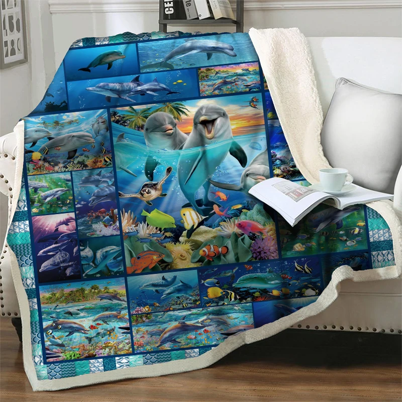 

Underwater World 3D Print Plush Throw Sherpa Fleece Nap Blankets For Beds Sofa Soft Flannel Bedspread Travel Picnic Quilts Cover