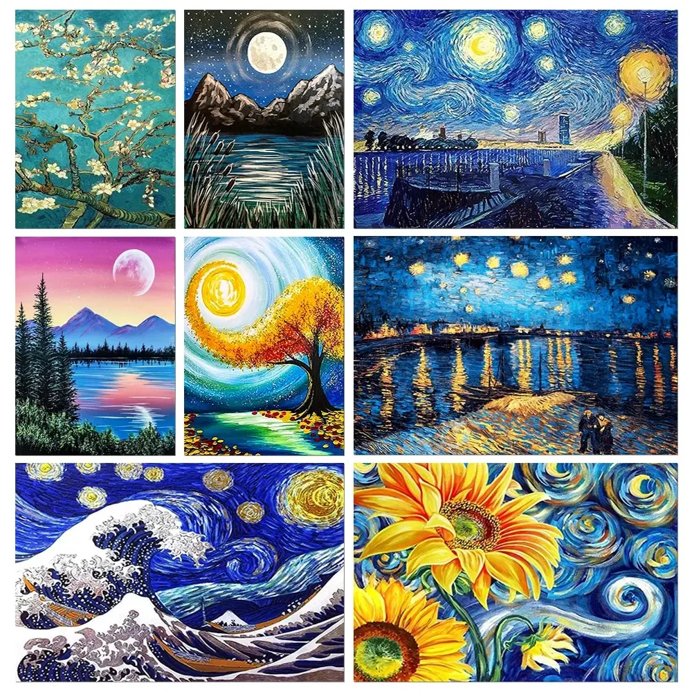 Diamond Painting 5D DIY Landscape Kit Starry Sky Cross Stitch Diamond Embroidery Rhinestone Mosaic Art Home Decor Painting