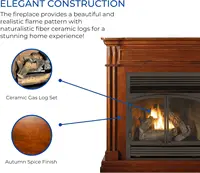 Dual Fuel Ventless Gas Fireplace System with Mantle Thermostat Control 6 Fire Logs Use with Natural Gas or Liquid Propane 2