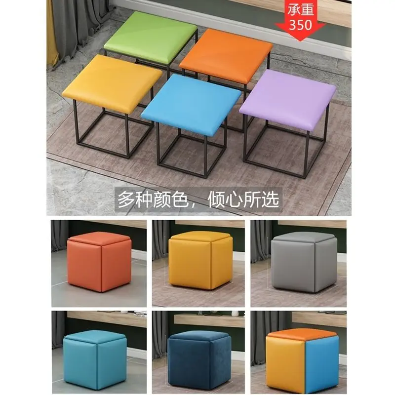 Furniture Rubik's Cube Combination Folding Stool Iron Five-in-One Sofa Living Room Multifunctional Storage Chair | Мебель