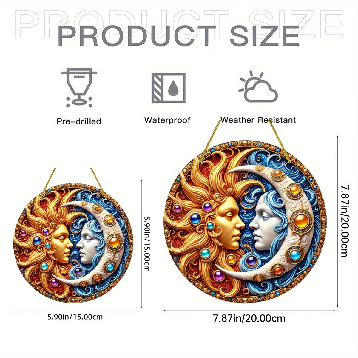 🌞🌙 Sun & Moon Harmony Sun Catchers – Acrylic Stained Glass-Style Cosmic Window Art 2