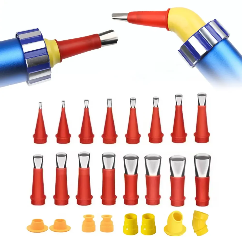 Caulking gun nozzles caulking nozzle 24Pcs Universal Integrated Rubber Nozzle Tool Caulking Nozzle Applicator with Base