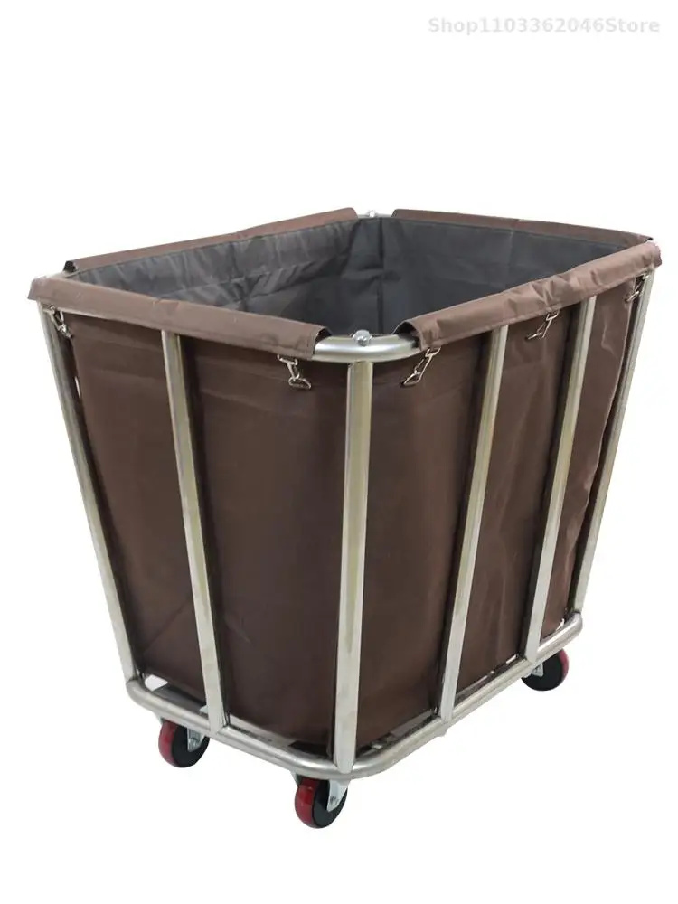 Thickened Hotel Room Special Linen Cart Hotel Laundry Stainless Steel Dirty Storage Car Service Driver Push