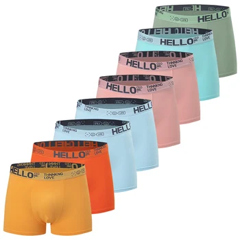 3/5/8 pezzi Adolescenti e uomini Basic Versatile Alla moda Multi Size Biancheria intima Pantaloncini larghi e comodi Pantaloni ad angolo piatto