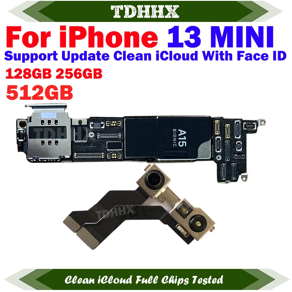 Clean iCloud Motherboard For iPhone 13 Mini With Face Id Mainboard Full Chips Tested Logic Board Working Replace Plate 13Mini iphone motherboard