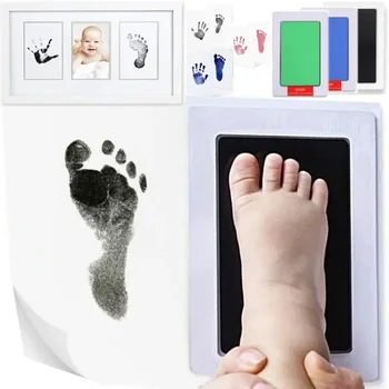 Baby DIY Hand Footprint Ink Pad Kit Wash Free Safe Ink Newborn Handprints Baby Growing Memory Gift Toddler Photo Frame Souvenir