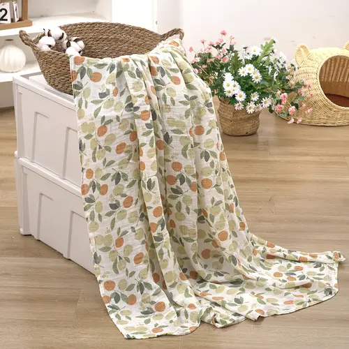 Elinfant Cute Soft Print Baby Towel Wrap 120x110cm Bamboo Cotton Baby Muslin Swaddle Blanket - Image 30