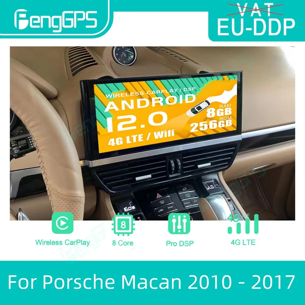 

12.3 inch Car Radio For Porsche Macan 2010 - 2017 Android 12 Screen Multimedia Automotive Stereos Bluetooth Video Player GPS