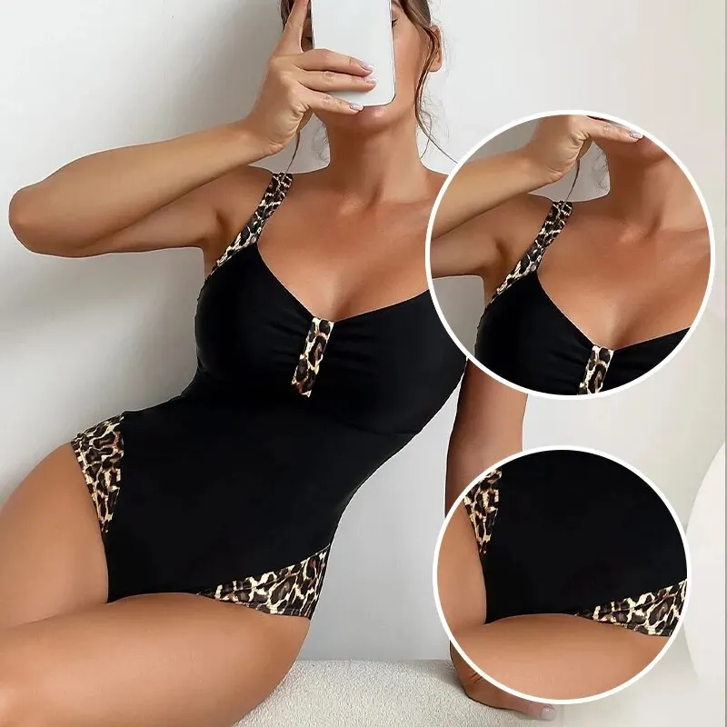Women Swimsuit Summer Black One Piece Sexy Push Up Shape Effect Beachwear Sports