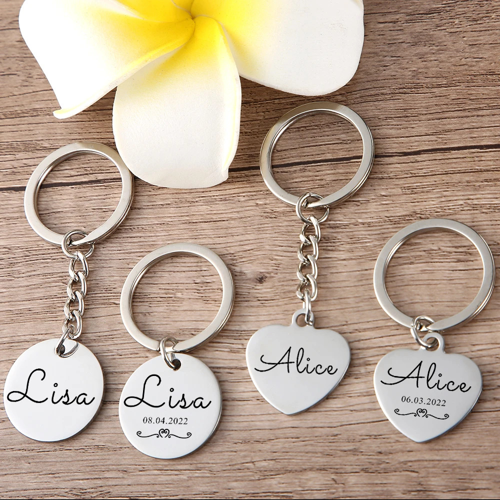 Custom Engraved Name Keychain,Metal Stainless Steel Keyring,Personalized Wedding Gift for Guest,Name Keychain for Backpack