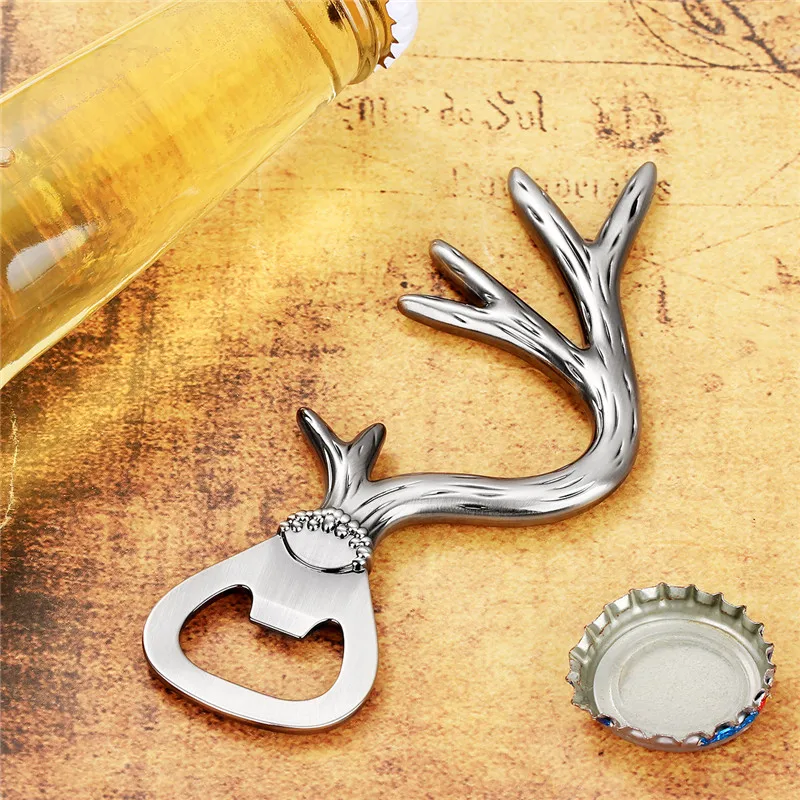 Kreatives Hochzeits-Barset: Flaschenöffner in Elchform aus Metall für Bier und Getränke, Werkzeug für Party, Club, Küche, Korkenzieher-Gadget – Detail 1