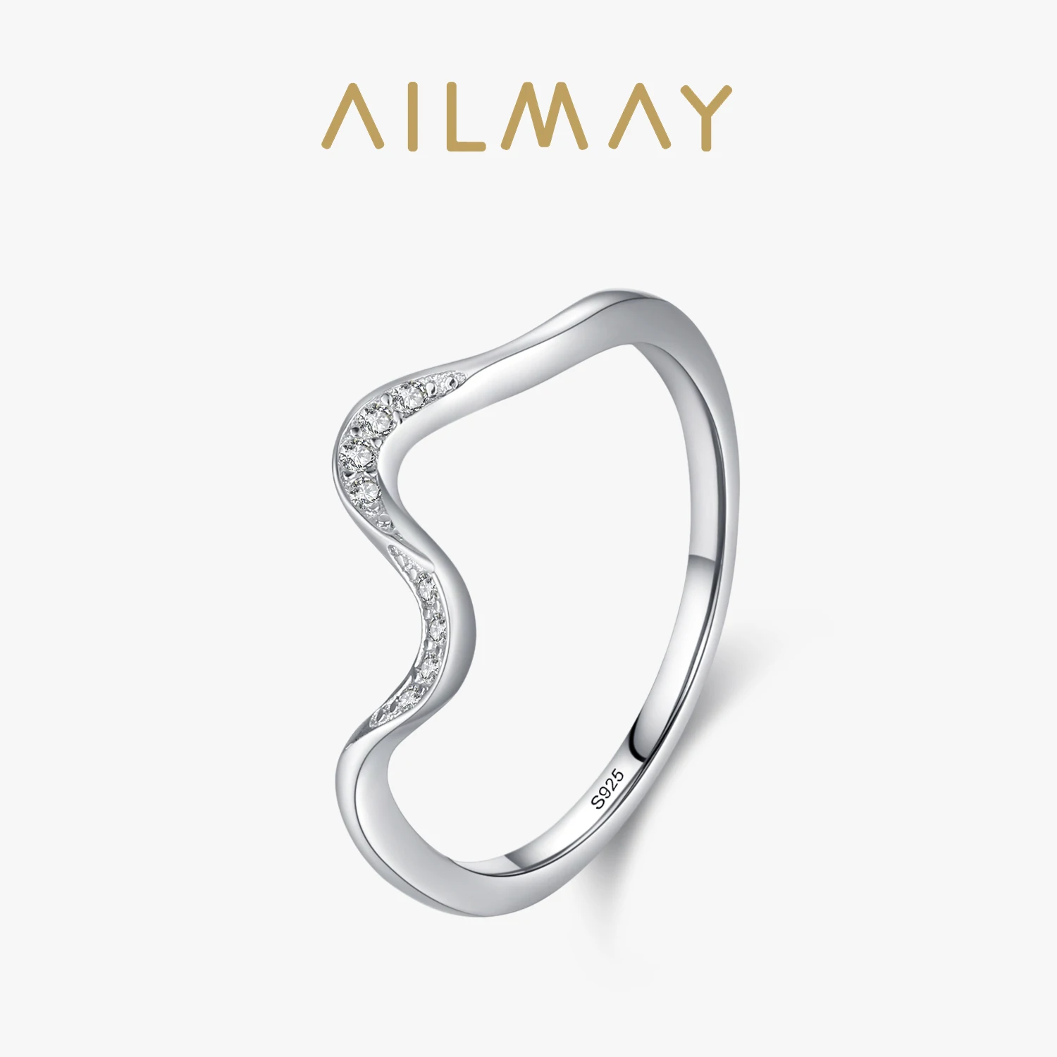 Ailmay Hot Sale 925 Sterling Silver Fashion Irregular Shape Clean