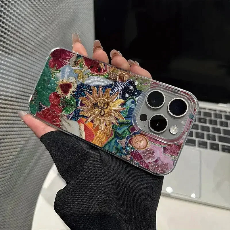 Silver Plated Clear Cover Planet Fruit Phone Case