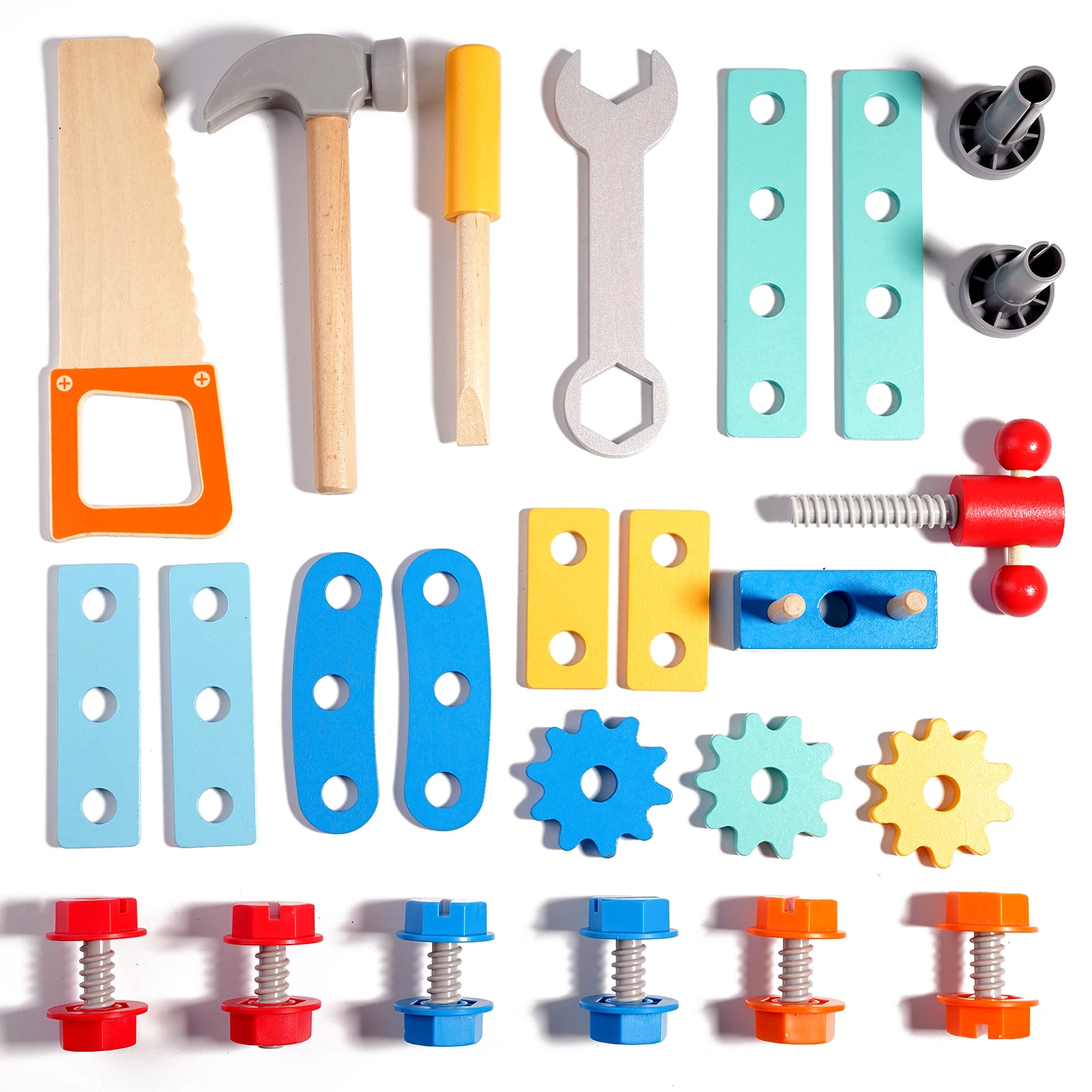 어린이 조기 교육용 수공구 세트 나사 너트 도구 바구니 나무 퍼즐 손놀이 잠금 상자 장난감 남자아이 선물