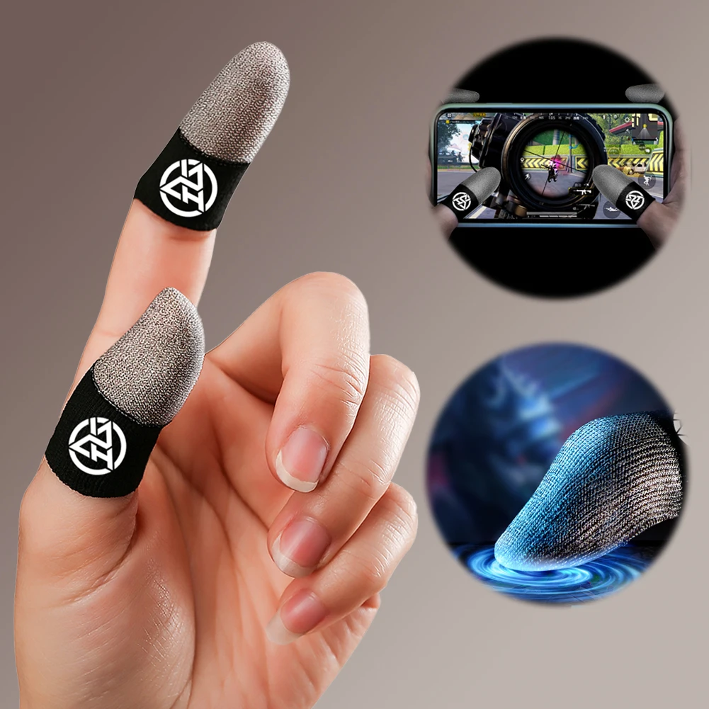1/2 Pair Luminous Fingertips Sweat-Proof Game Finger Sleeve Non-slip Touch Screen Thumb Gloves Breathable for PUBG Mobile Gaming