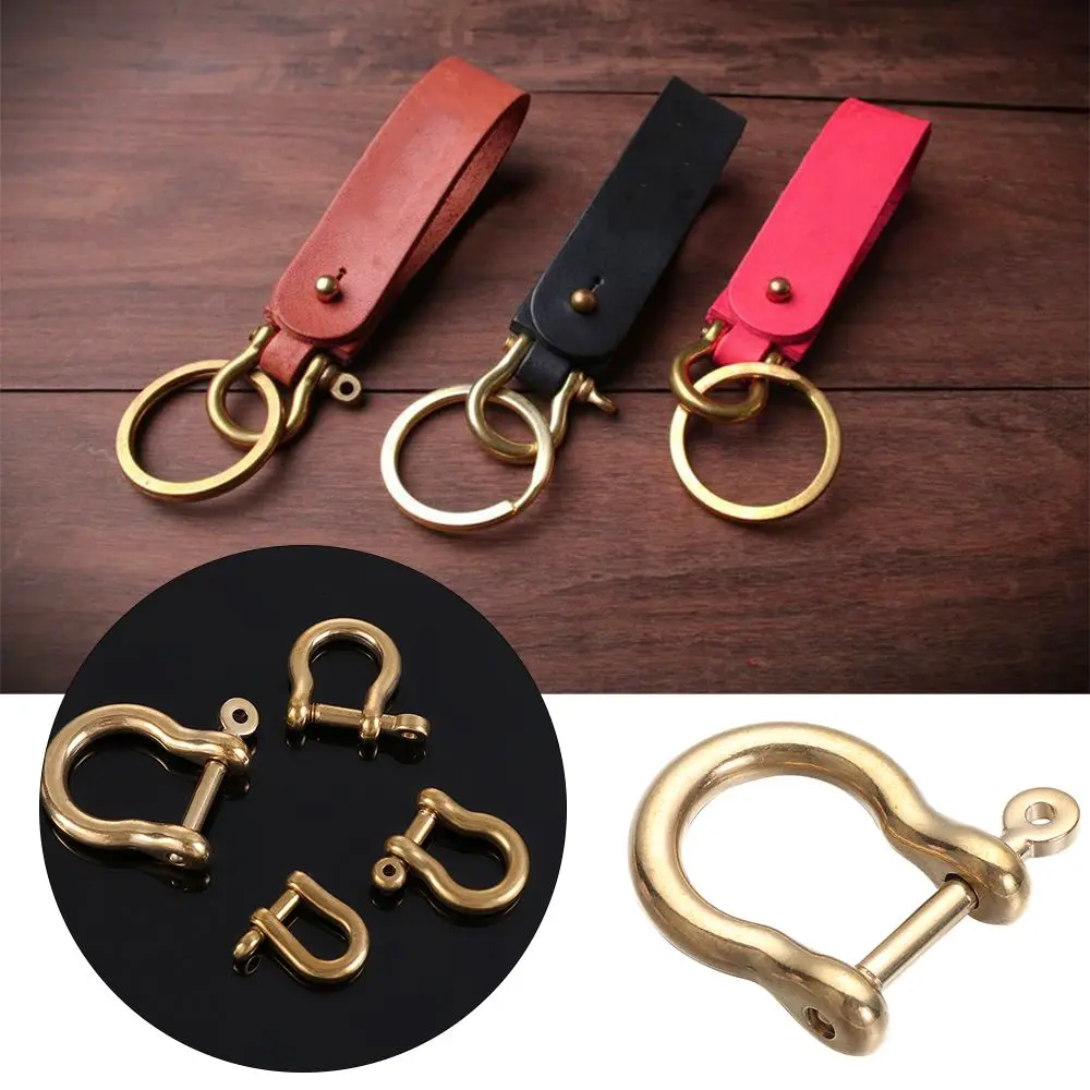 

High Quality Shackle Fob Buckles Screw Joint Connector Solid Brass Carabiner Keychain Hook D Bow Staples Key Ring
