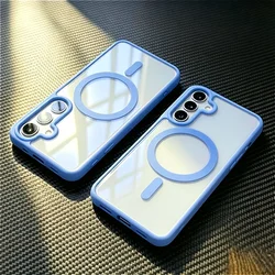 Luxury Transparent Anti - Slip Matte Magnetic Phone Case - Galaxy A37 (LIGHT BLUE)