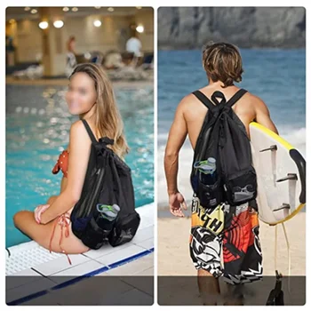 Lightweight Mesh Drawstring Backpack - Swimming and Sports Bag 1